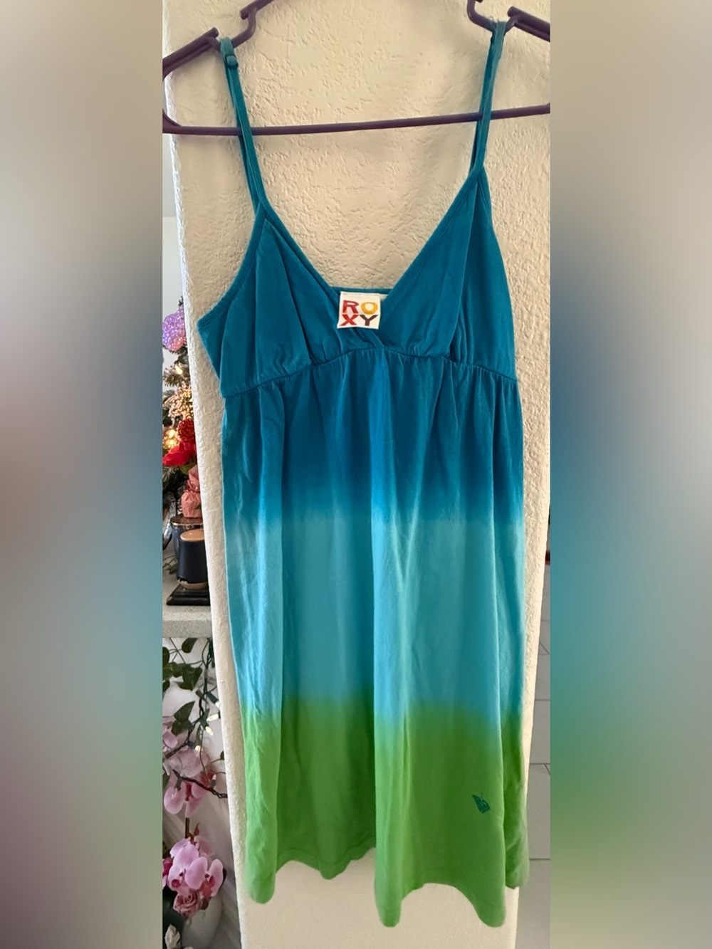 Roxy : Junior’s  (Small) Teal to Aqua to Green Ombre Sundress - Like New